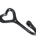 Four Pack Cast Iron Heart Wall Hooks Black Heavy Duty Hook For Keys Belts Towels Super Sturdy Rust Proof Finish detail shot