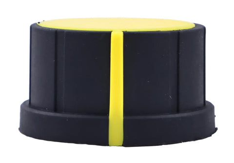 Shop Proven Drop Dead Smooth Replacement Speed Control Knob Handle For JLG Boom Lift 2560136 black and yellow knob top view.