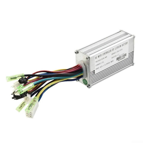 Check Out This Sine Wave E Bike Controller For 36V Or 48V Systems That Boasts 250W Power And Handles 17 Amps Like A Boss While Keeping Your Brushless Motor Silky Smooth With Less Vibration And Major Durability. Silver aluminum e-bike controller with multiwire connectors for 36V 48V brushless motor use.