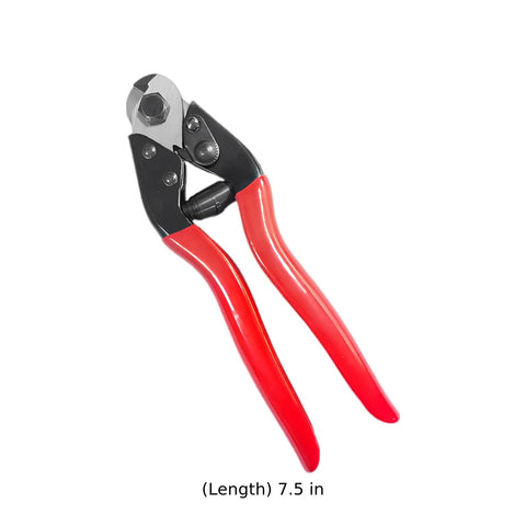 Beefy 8 Inch Wire Rope Cutter With Heavy Duty Chrome Vanadium Steel Blade And Lever Action Handles For Brakes Clotheslines And Cable Work Industrial Grade Pro Grip For Long Lasting Sharp Cuts, red handles