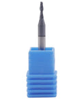 Five Pack Solid Carbide Ball Nose End Mills With AlTiN Coating, 2 Flute, 30 Degree Helix, 1/16 Inch Cutting Diameter in blue holder.