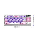 Kickass RGB Mechanical Keyboard With Hot Swappable Keys And Crisp White Switches For Gaming And Daily Grind, top view dimensions shown.