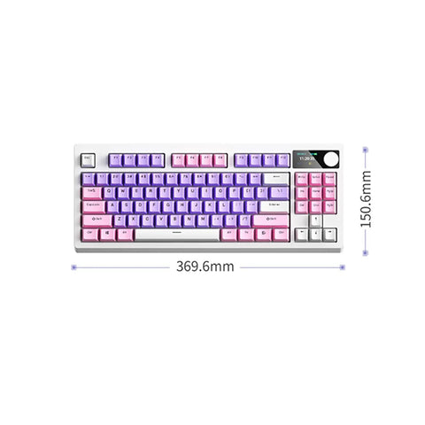 Kickass RGB Mechanical Keyboard With Hot Swappable Keys And Crisp White Switches For Gaming And Daily Grind, top view dimensions shown.
