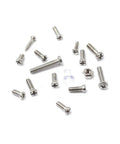 Super Slick Micro Screw Kit For Eyeglasses And Watches With Tiny Precision Drivers And Portable Keychain Clip To Quick Fix Your Daily Carry Gear On The Fly containing small silver screws for repairs.