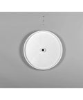 Top view of 18 Inch Dual Tier Full Circle Lazy Susan Cabinet Turntable, white plastic design for storing cookware and spices.