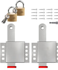 Heavy Duty Garage Door Lock Kit With Vertical Track Engagement For Dual Doors, Galvanized Steel Construction, Includes 2 Locks, 16 Self Tapping Screws, And Drill Bit For Full Hardware, with two padlocks