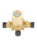 Signature Hardware Gunther 1.8 GPM Pressure Balanced Shower System brass valve body with connectors and adjustment valve.