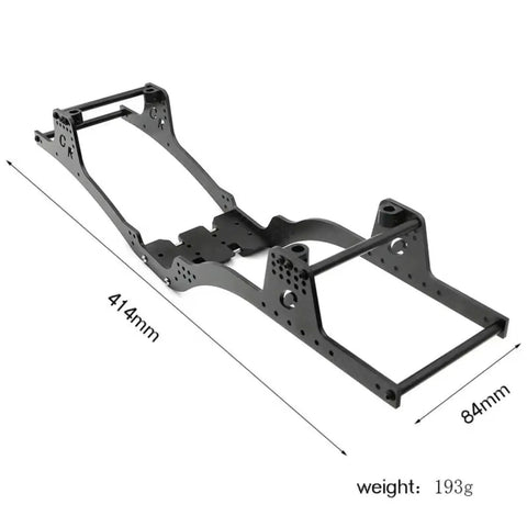 Carbon Fiber RC Car Chassis Frame Kit For SCX10 Capra 1 By 10 Scale Crawler Upgrade, shown with dimensions 414mm by 84mm.