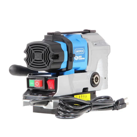 Lightweight Portable Magnetic Drill Press Built Like A Tank With Massive 3300 Lbs Pull Force And Compact Low Profile Design For Hassle Free Metalworking Up To One Three Eighths Inch Diameter, showing control buttons and power cord.
