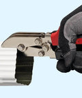 Five Blade Downspout Crimper Tool For Aluminum And Steel Delivers A One And A Quarter Inch Double Crimp on metal downspout