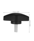 Rock Solid Microphone Stand Thumb Screws Decked Out With Tee Wing Knobs showing black thumb screw dimensions 3.5cm x 2.5cm for studio use.