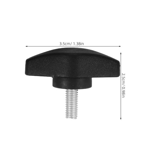 Rock Solid Microphone Stand Thumb Screws Decked Out With Tee Wing Knobs showing black thumb screw dimensions 3.5cm x 2.5cm for studio use.