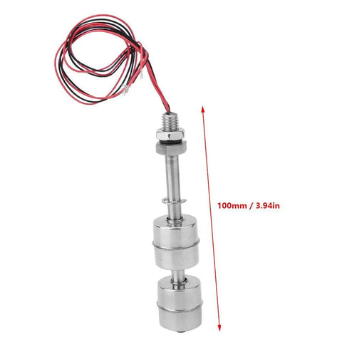 Stainless Steel Double Ball Float Switch For Water Level Control In Tanks, Pools, Sinks, And Fish Tanks, 100mm length with wires
