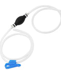 Straight Up Heavy Duty Hand Fuel Transfer Pump, No Sweat Gasoline Siphon Hose Kit with clear tubes and black bulb.