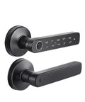 Smooth Operator Fingerprint Door Lock Handle Deadbolt With App Control Digital Password And Ic Card Access For Total Home Security Glow Up Quick Install Keyless Entry System showing sleek black finish and digital keypad.
