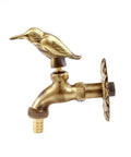 Outdoor Brass Garden Faucet With Bird Shaped Bibcock, 4.5 Inch Spigot, Decorative Antique Finish