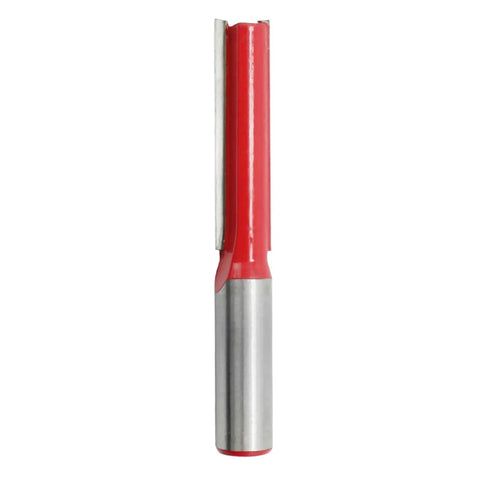 Must-Kill 1/2 Inch Shank Flush Trim Router Bit For Woodworking Pros with red coating and silver shank for smooth edge trimming.