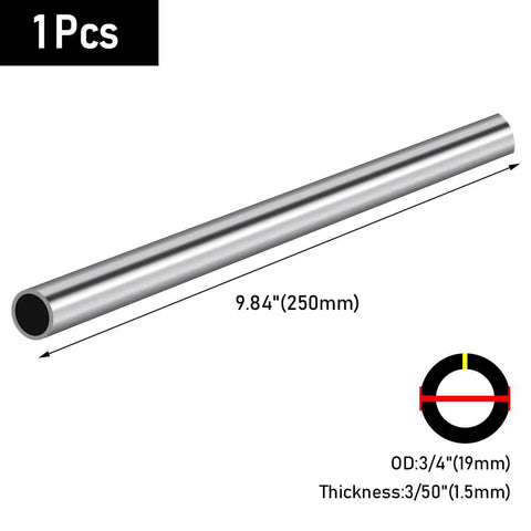 304 stainless steel tube, 3/4 in OD, seamless round metal pipe, 9.8 in length, 1 piece