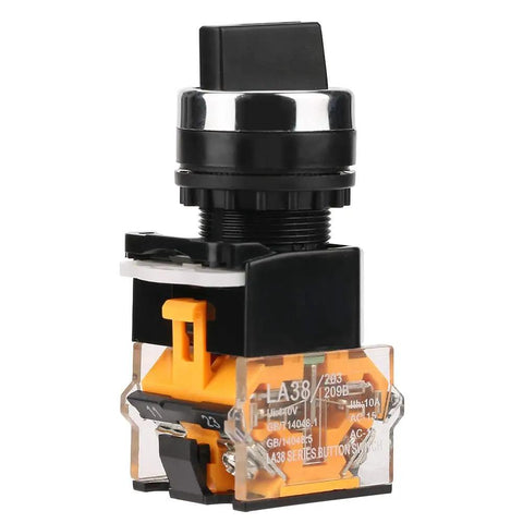 Side view of Momentary Rotary Selector Switch 2 Position Self Resetting 22mm Mounting Hole 10A 220V 380V Plastic Control Switch