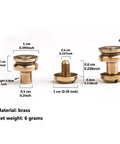 Solid Brass Bullet Rivets With Screw Posts Give Your Leather Accessories A Badass Antique Vibe Perfect For Custom Wallets And Rugged Backpack Repair Projects, showing sizes and details.