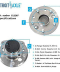 Diagram of Rear Wheel Hub Bearing Assembly Set For 2002 To 2011 Toyota Camry, 2005 To 2012 Avalon, showing specifications and dimensions