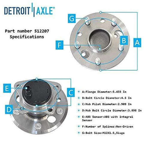 Diagram of Rear Wheel Hub Bearing Assembly Set For 2002 To 2011 Toyota Camry, 2005 To 2012 Avalon, showing specifications and dimensions