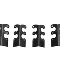 Set of 4 black iron Beefy Metal Baseboard Corner Protectors with skirting design, ideal for wall corners, stylish home and office use.