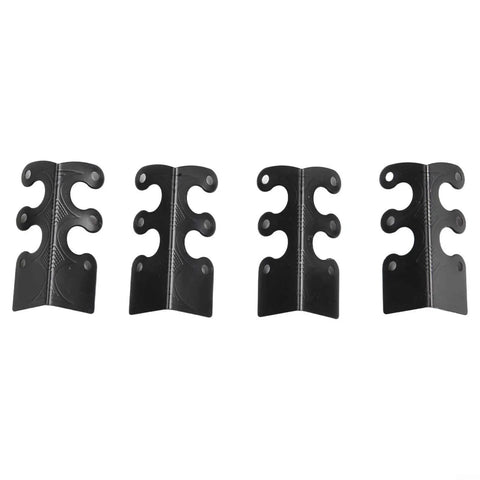 Set of 4 black iron Beefy Metal Baseboard Corner Protectors with skirting design, ideal for wall corners, stylish home and office use.