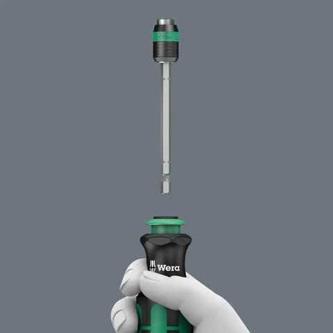 Replacement Driver Bit Set With Rapidaptor Quick Release And Bayonet Blade Built In Bit Storage And Pouch For Easy Grab And Go Transport Includes SL And PH Bits For DIY Home Shop Upgrades And Everyday Tool Work, showing a disassembled bit and handle.