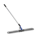 24 Inch By 5 Inch Round End Spring Steel Fresno Trowel With Swivel All Angle Bracket And Universal Handle Mount on white background