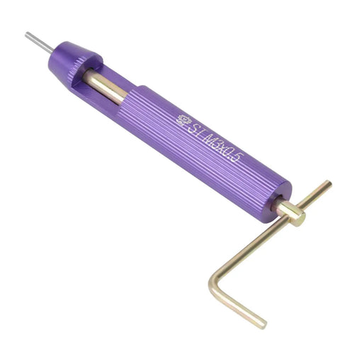 Purple installation tool from 50 Pieces Stainless Steel Helicoil Thread Repair Kit M3 X 2D Set for Aluminum and Soft Metals DIY Friendly Restore Damaged Threads.