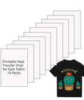 Printable Heat Transfer Vinyl Paper For Inkjet Printers Iron On HTV For Dark Fabrics Tees Hats Aprons Bags Cushions Scarves And More A4 Size Pack Of 10 For DIY Tee Makers, featuring cactus design on t-shirt.