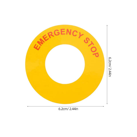 Emergency Stop Sticker Set For Machinery And Generators, Peel And Stick Safety Warning Signs, 62mm Outer Diameter, Yellow