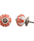 Upgrade Your Space With Hella Durable Ceramic Drawer Knobs 100 Pack Bright Orange Leaf Motif Kitchen Cabinet Hardware Dresser Pulls Rust Proof No Sweat Setup Sweet Finish - Bright orange ceramic knobs with leaf design.