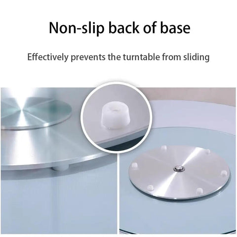 Non-slip back of base for Heavy Duty 40 Inch Tempered Glass Lazy Susan Turntable ensuring stability during use.