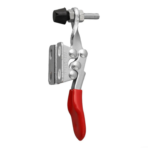 Heavy Duty Quick Release Toggle Clamp Vertical Hand Clip For CNC Woodworking And Metalworking, 27Kg Holding Power, 80mm Horizontal Hinged Clamp, Fast Clamping, Built Tough Metal Construction, Silver Finish, red handle