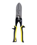 5 Blade Hand Crimping Tool For Sheet Metal And Gutter Ducts With Lock And Pro Grade Heavy Duty Nonslip Ergonomic Grip And Spring Loaded Lever Crimper For 24 Gauge Steel To 28 Gauge Stainless Steel Black And Yellow Finish shown from front