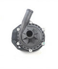 Heavy Duty Electric Water Pump For Tesla Model S Auxiliary Coolant Exchange Cooling System Replacement Built Tough Direct Swap Rapid Fit Bolt On Car Parts OEM Spec view from above showing inlet and outlet.
