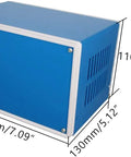 Built Tough Abs Plastic Electronic Junction Box Featuring Dust Resistant Panels And Zero Hassle Interior Routing For Diy Circuit Assemblies And Wire Management Seven By Five Inch Blue Model shown from the side with dimensions.