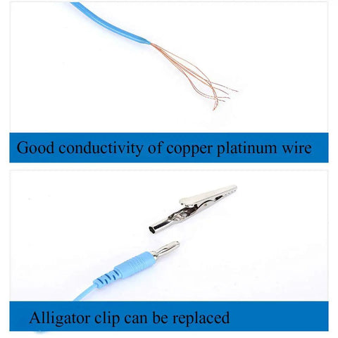 Close-up of copper platinum wire and replaceable alligator clip from Antistatic ESD Wrist Strap Adjustable Band 6 Pack