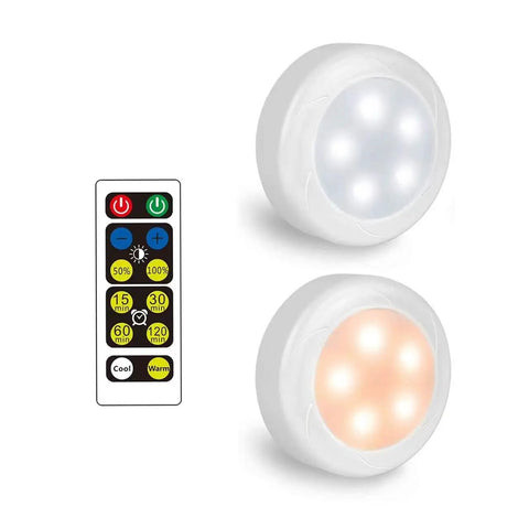 2 Pack Battery Powered LED Puck Lights With Remote For Lamps And E26 Screw In Fixtures, Wireless 100 Lumen Bulbs Run On 3 AA Rechargeables