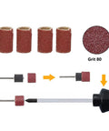 Premium Corundum Sanding Drum Bands Compatible With Rotary Drills For Metal Polishing And Deburring Featuring Badass Abrasive Grit And Works Like A Charm Performance With Smooth Operator Finish 100 Piece Kit with Grit 80 sanding drums.