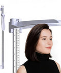 Wall Mounted Height Gauge For Home Or Clinic, Aluminum Stadiometer With 10 To 225 Cm Range displayed with a person measuring height