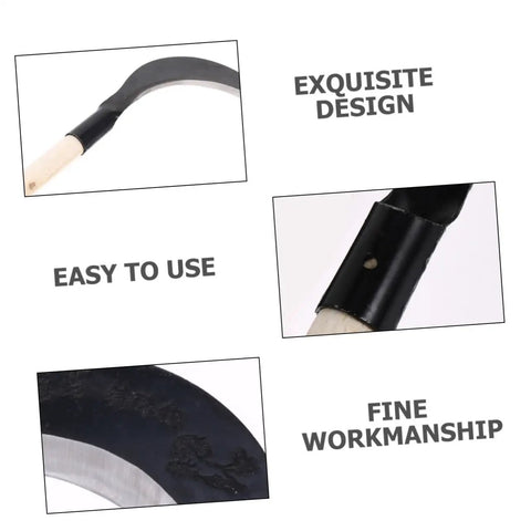 Close-up of Long Handle Garden Sickle for Weeding and Cultivating Built Tough Manganese Steel Grass Cutter details and design.