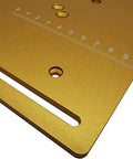 Heavy Duty Rustproof Aluminum Router Table Insert Plate For Woodworking Pros With A Smooth Operator Finish And Next Level Wear Resistance For A Top Shelf Shop Upgrade close-up showing ruler and precision slots.