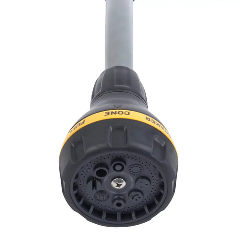 Close-up of sprayer nozzle on Relax Grip 15 Inch Garden Hose Wand With 8 Pattern Sprayer And Easy Thumb Control Adaptor