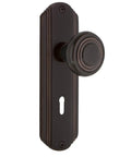 Retro Deco Plate With Keyhole Double Dummy Door Knob In Timeless Bronze, Solid Forged Brass Plates With Genuine Lead Crystal Knobs