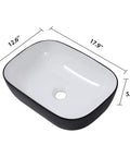Round Vessel Sink 16x16 Inches For Bathroom Above-Counter Ceramic Basin, Dope Modern Black Or White Vessel Sink, top view