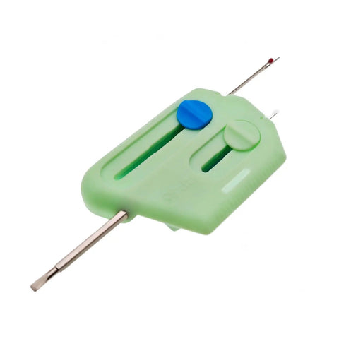 Easy Peasy Needle Threader For All Sewers Third Generation Safety Tech Compact Tool That Speeds Up Home Sewing And Prevents Needle Injuries While Threading, green plastic