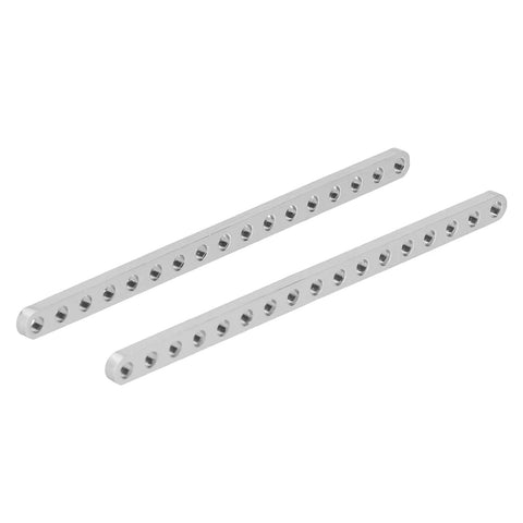 Stainless Steel Straight Brace And Mending Plate Connector For Flat Beams 88 To 280mm With Countersunk Holes And Round Ends For Furniture DIY Projects Beefy Frame Repairs, two silver bars